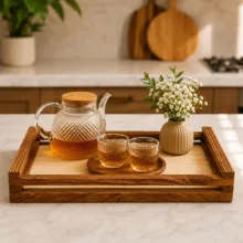 سینی دسته دار مدل وودلند سایز 31x23 سانتی متر