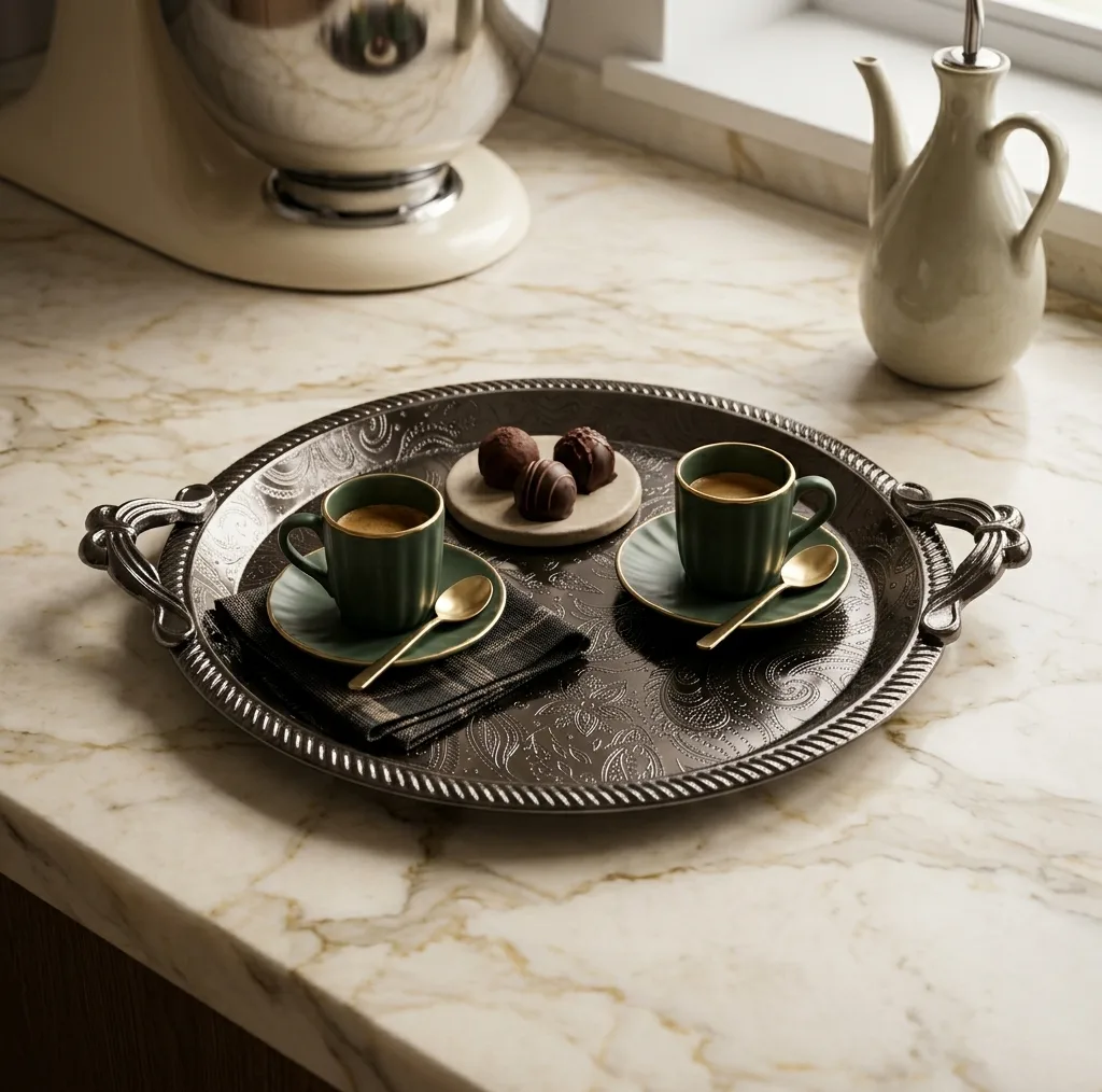 سینی دسته دار مدل 34858 سایز 27x24 سانتی‌متر