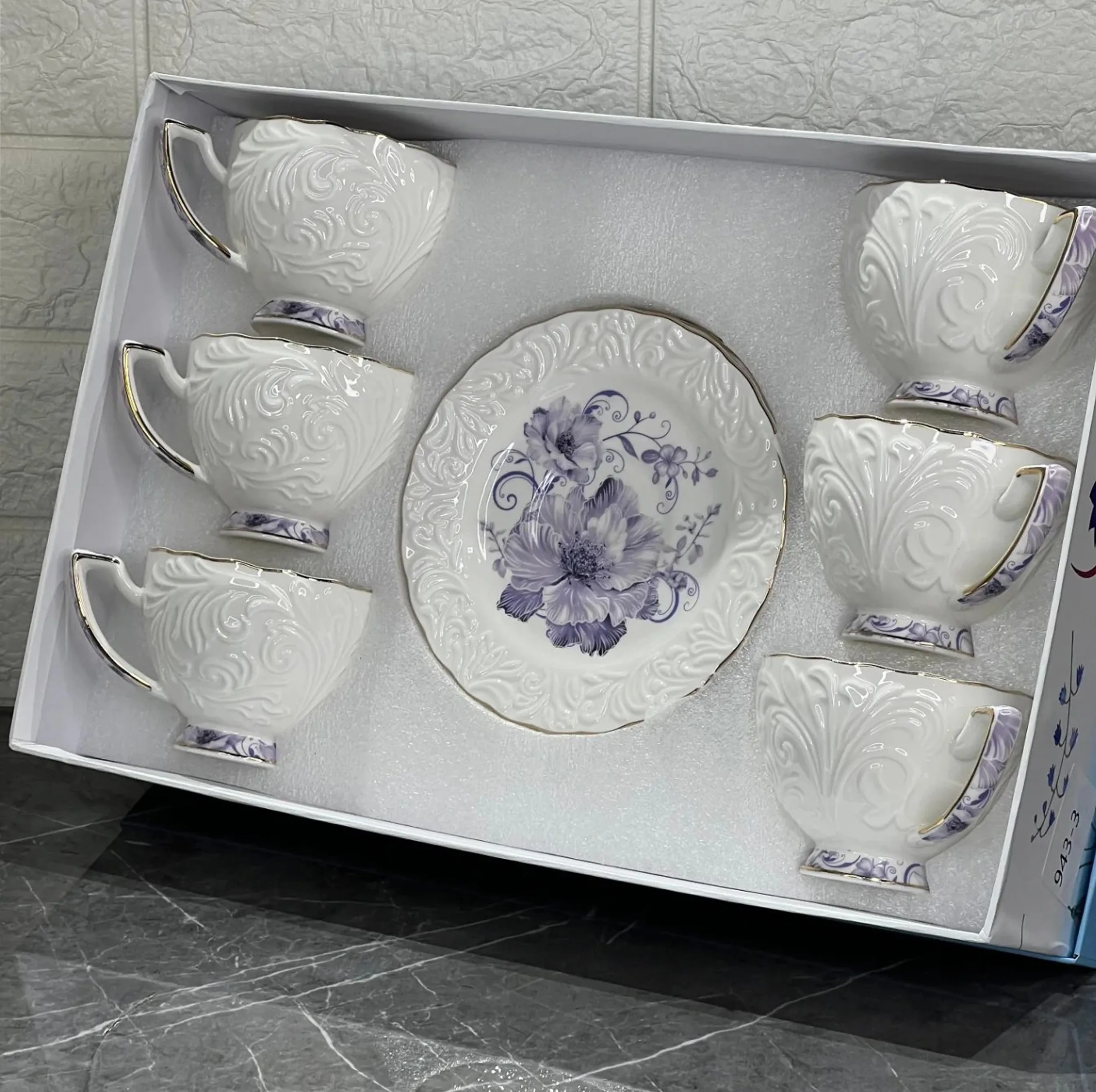 سرویس چای خوری 12 پارچه 6 نفره شاهین مدل dantella b