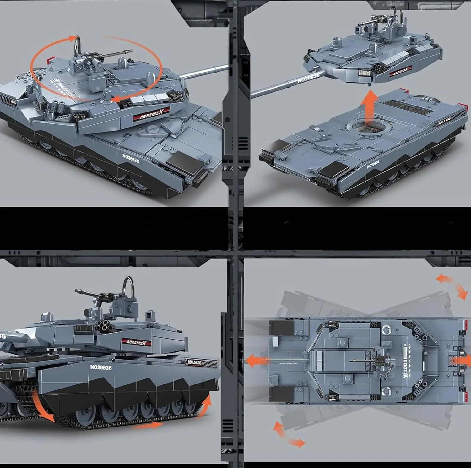 ساختنی 1192 تکه مولد کینگ مدل 20036 تانک ABRAMS-X
