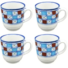 ماگ چينی ميبدمرواريدمدل شطرنجی بسته 4 عددی