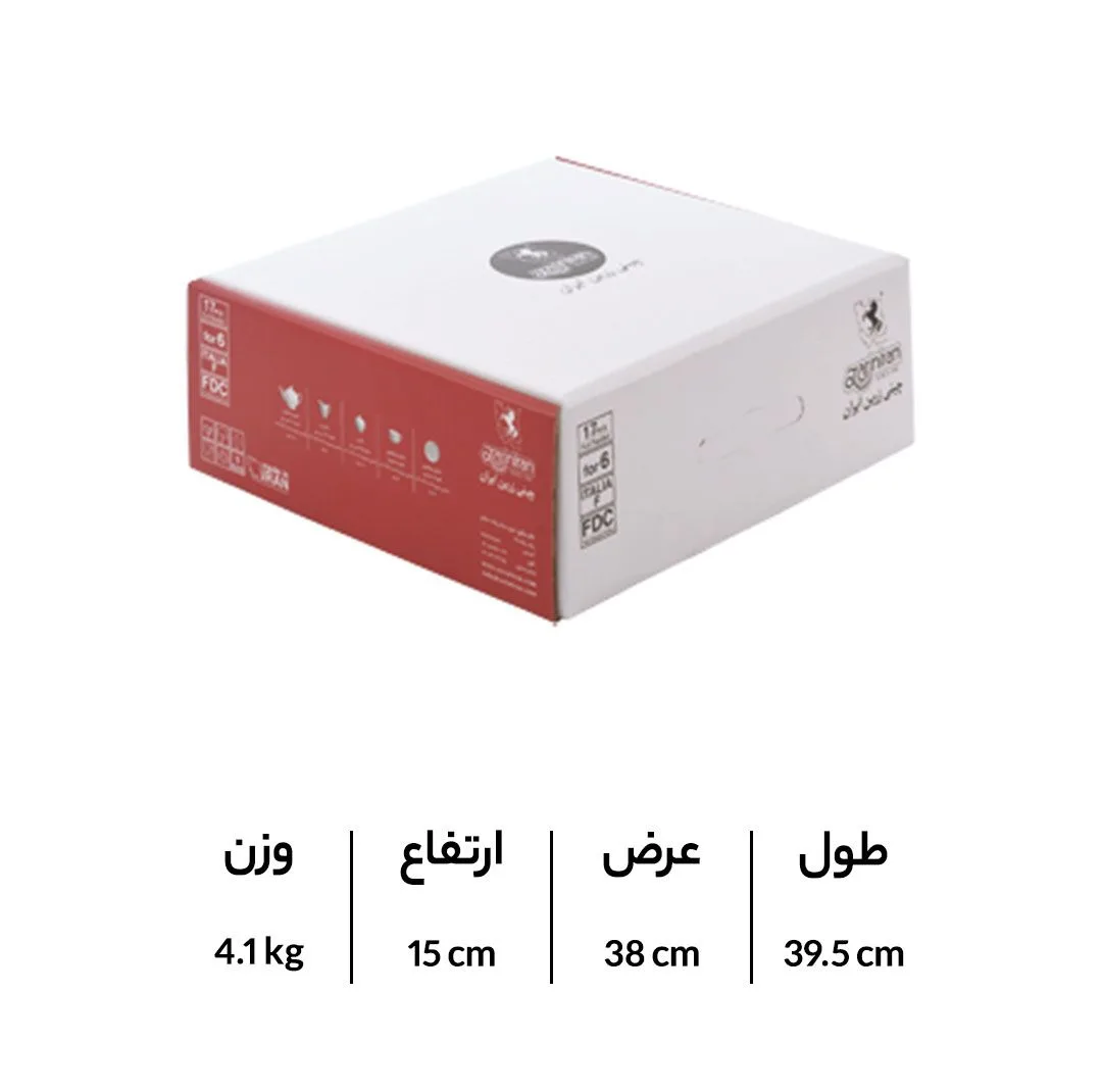 سرویس چای خوری 17 پارچه چینی زرین ایران سری ایتالیا اف مدل فلورانس درجه سه