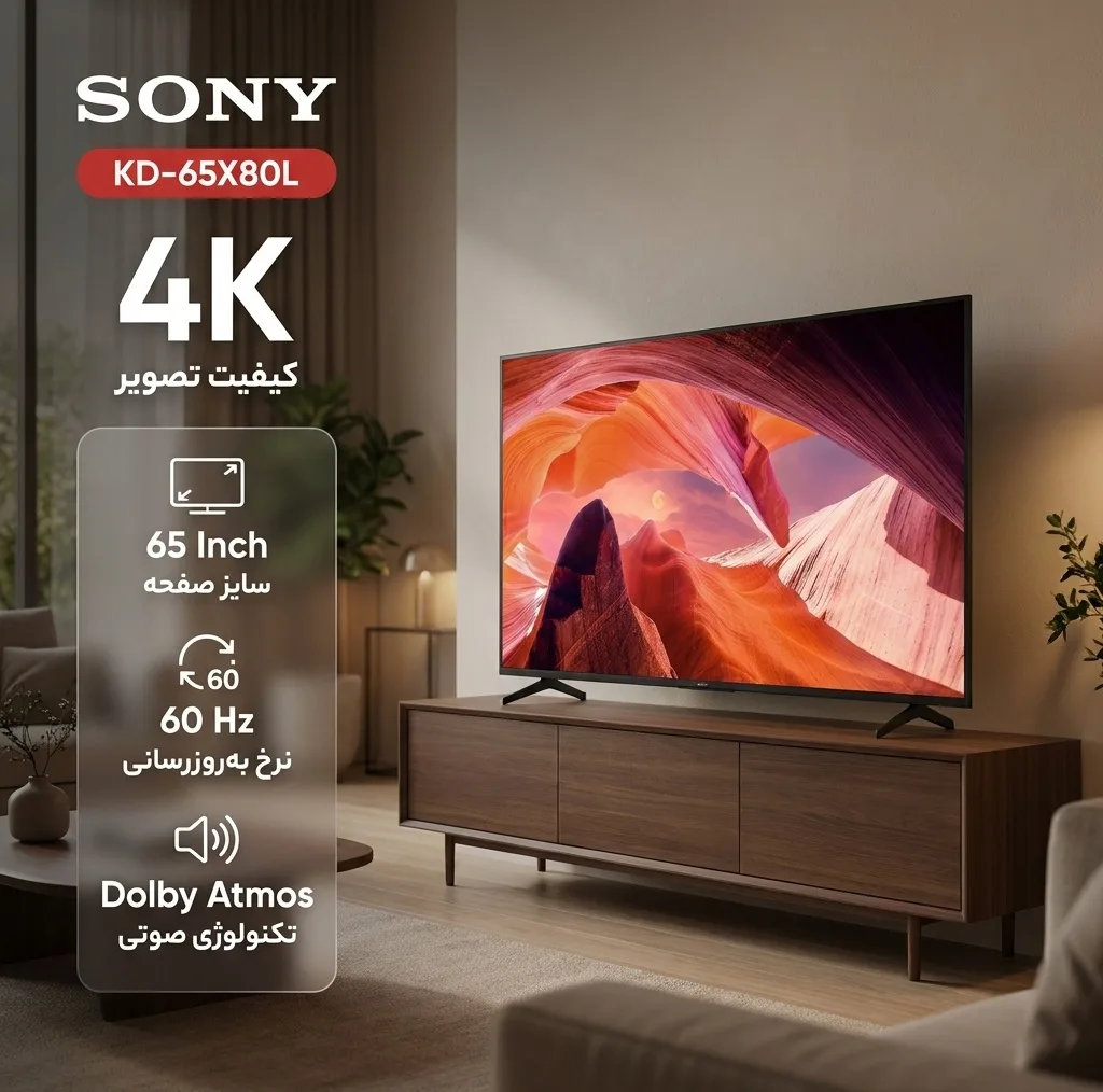 تلویزیون 65 اینچ ال ای دی هوشمند سونی مدل KD-65X80L