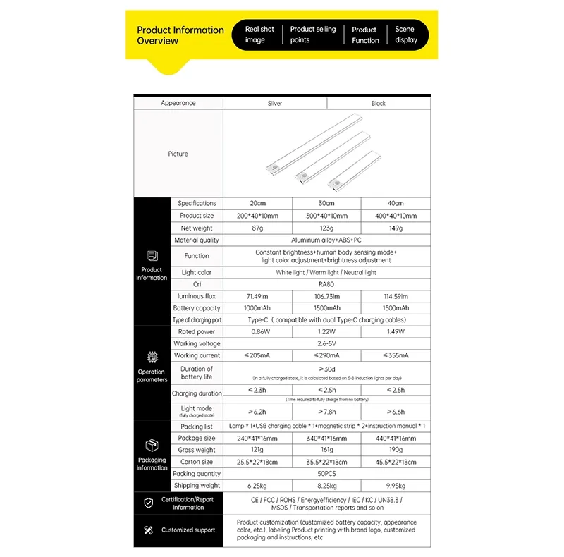 چراغ ال ای دی مدل زیر کابینتی 300mm کد L1007
