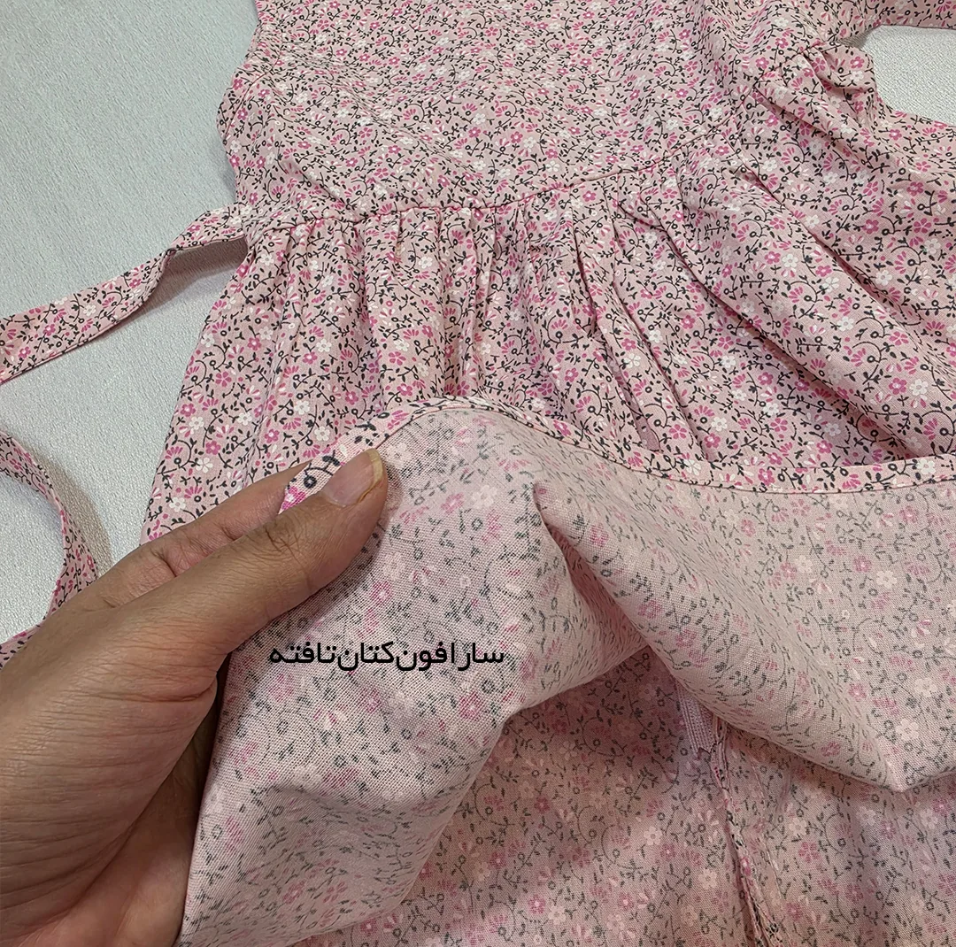 ست لباس دخترانه کت و سارافون کتان مدل گلدار دلوان
