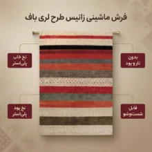 فرش ماشینی زانیس مدل مدرن طرح لری باف زمینه کرم