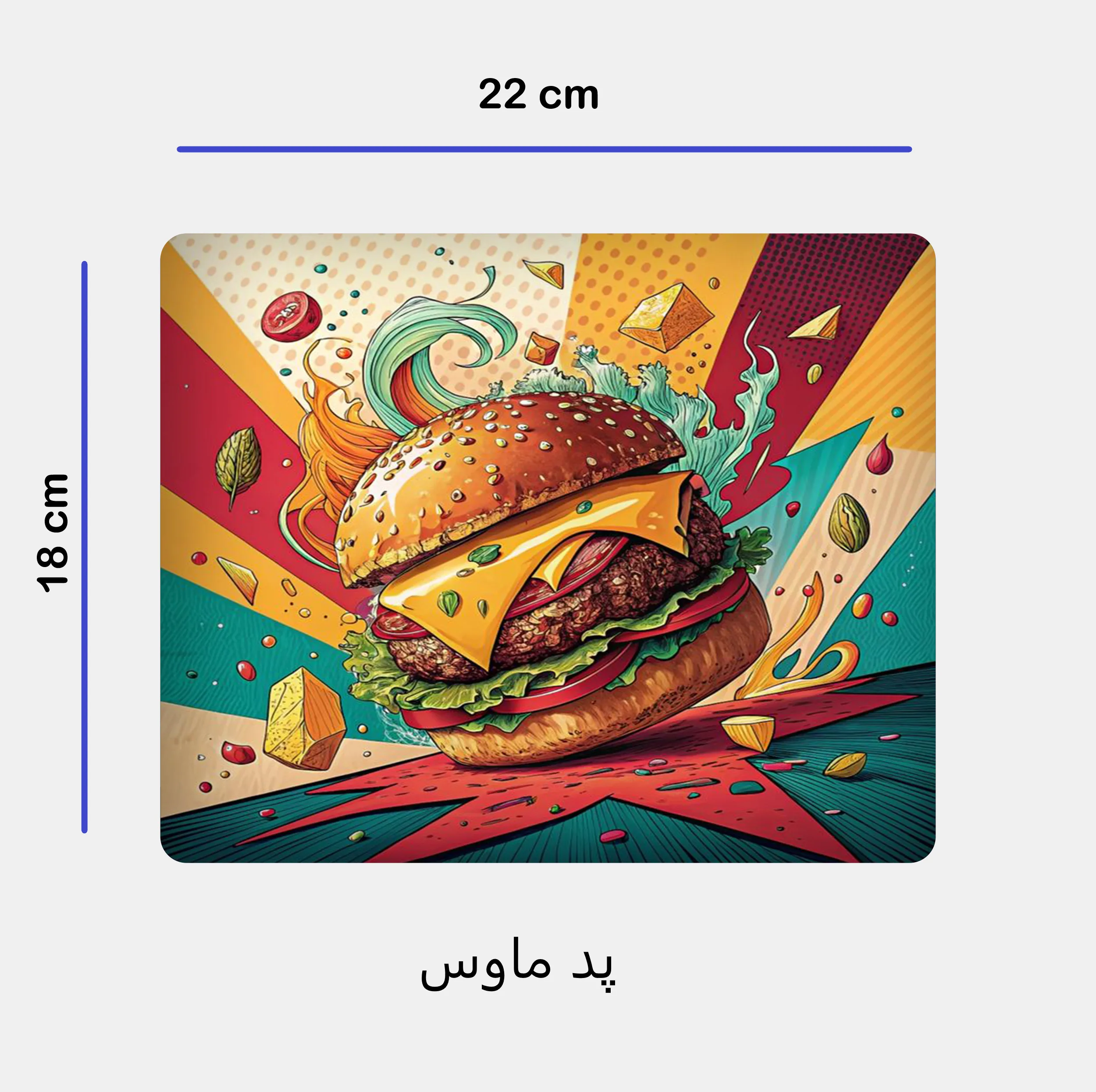 ست ماگ به همراه زیر لیوانی و پد ماوس مدل همبرگر کد 172