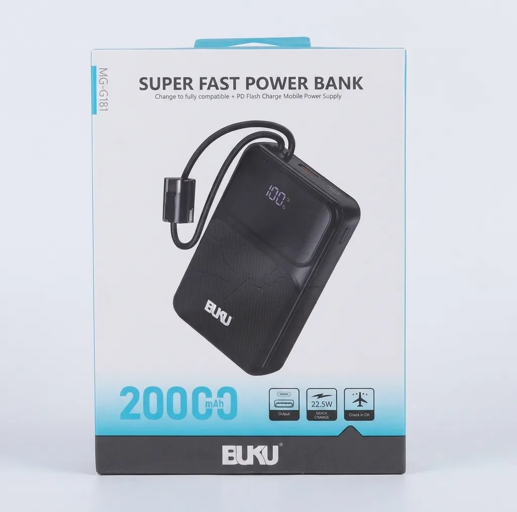 پاوربانک 22.5 وات بوکو مدل MG-G181 ظرفیت 20000 میلی‌آمپرساعت به همراه کابل USB-C