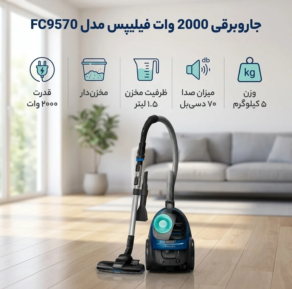 جاروبرقی 2000 وات فیلیپس مدل FC9570