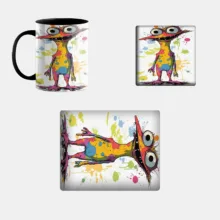 ست ماگ به همراه زیر لیوانی و پد ماوس مدل استیکر کد 124