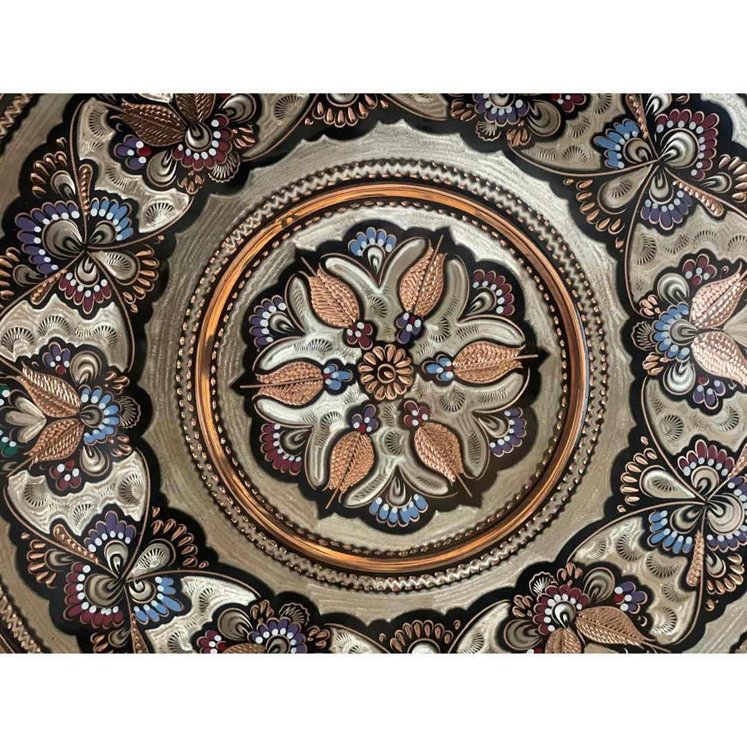 دیس مسی مدل میناکاری لب کنگره ای سیاه قلم کد 0186