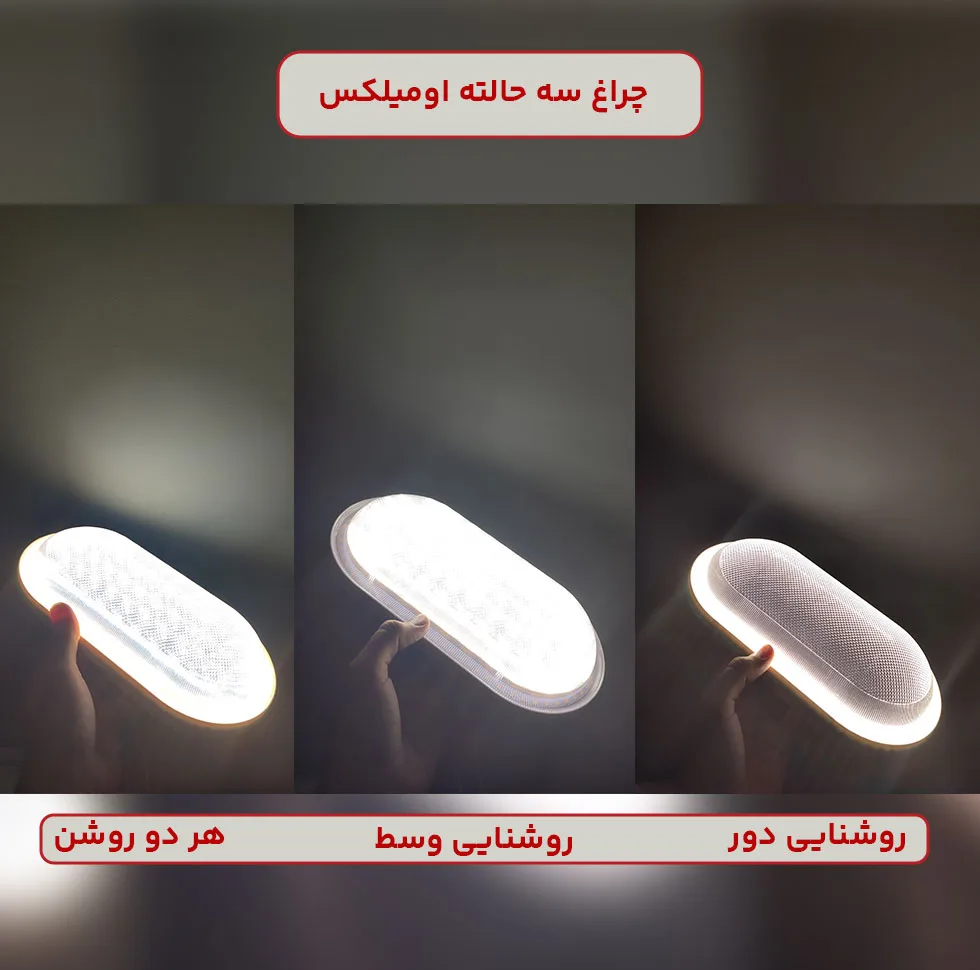 چراغ حیاطی 24 وات مدل سه حالته واترپروف طرح روکار بیضی کد 009