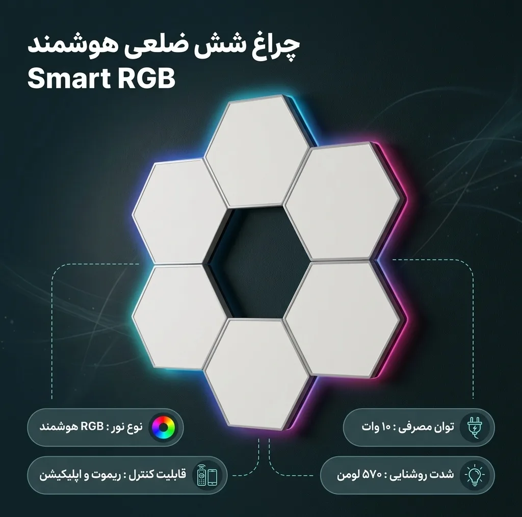 چراغ شش ضلعی مدل Smart RGB