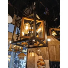 لوستر 4 شعله مدل چوبی کد F46