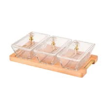 اردوخوری لیمون مدل مستطیل پایه چوبی کد FIDOKA-2248 مجموعه 4 عددی