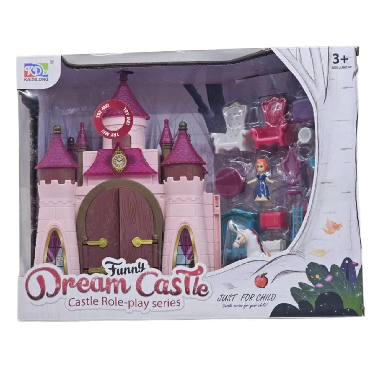 اسباب بازی ناب سل مدل خانه عروسکی طرح قصر رویایی سقف اکلیلی موزیکال چراغدار کد FUNNY DREAM CASTLE مجموعه 16 عددی