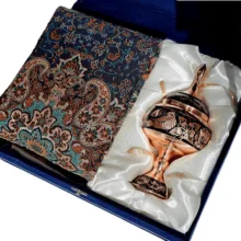 ست هدیه نگارستان نیلی مدل مس و ترمه کد almas24