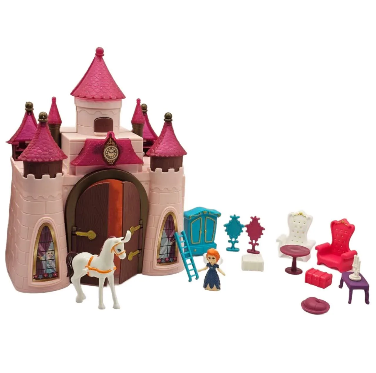 اسباب بازی ناب سل مدل خانه عروسکی طرح قصر رویایی سقف اکلیلی موزیکال چراغدار کد FUNNY DREAM CASTLE مجموعه 16 عددی