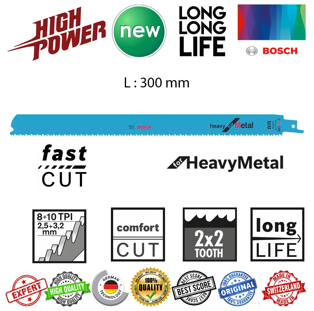 تیغ اره افقی بر بوش مدل فولاد بر Heavy metal S1226CHF
