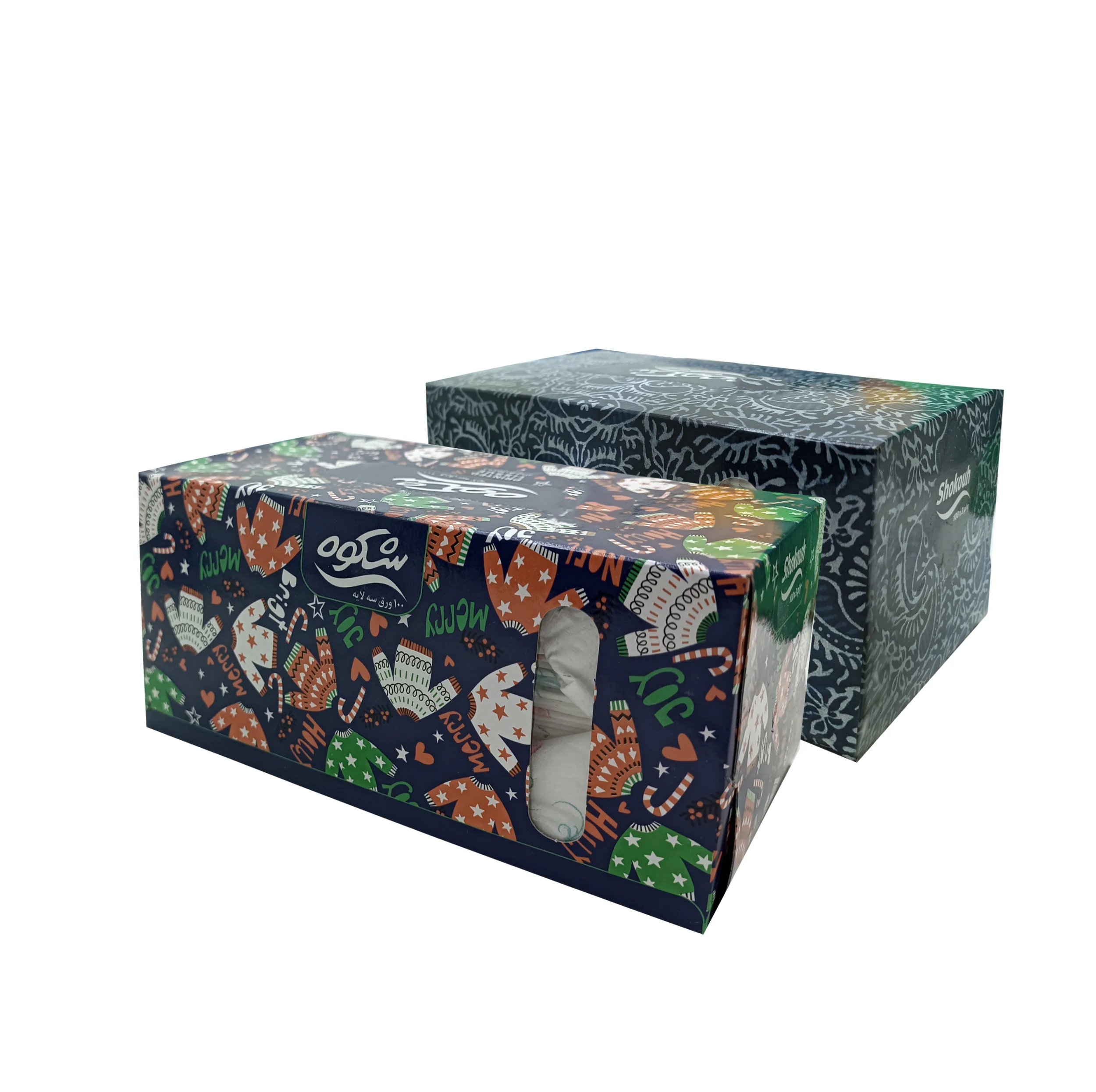دستمال کاغذی 100 برگ شکوه مدل گلدار بسته 2 عددی