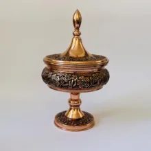 شکلات خوری مسی تک پایه در دار قلم زنی غزل گل کد ZH431.3