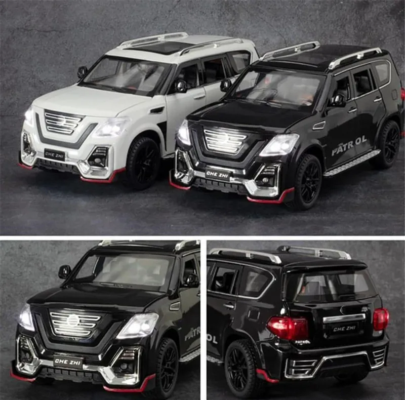 ماشین بازی ناب سل مدل نیسان پاترول فلزی موزیکال چراغدار عقب کش کد Musical and Light-Up Metal Patrol Toy Car