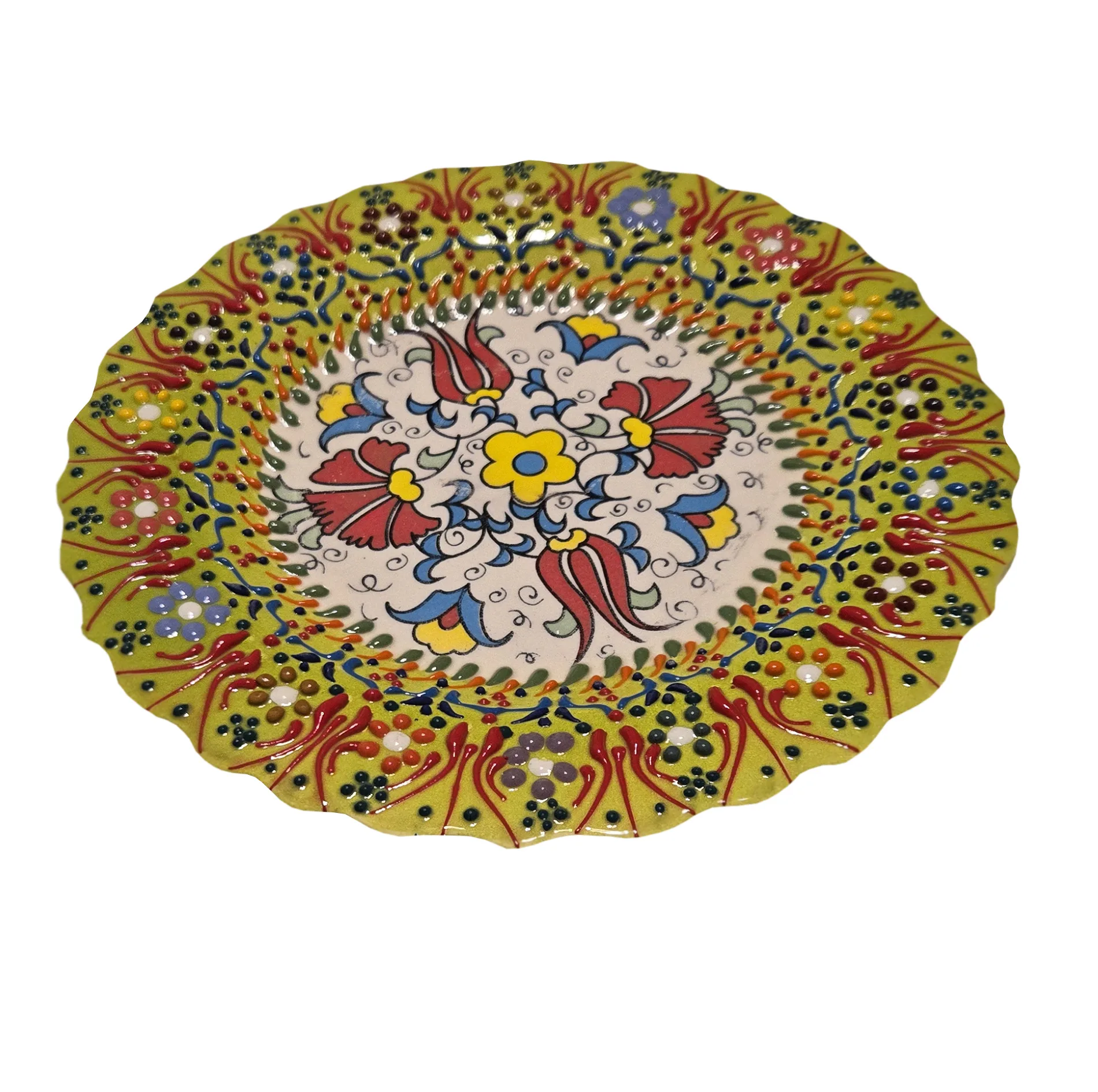 بشقاب میناکاری مدل نقش برجسته لب کنگره ای کد 186 بسته 6 عددی