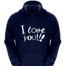 هودی دخترانه طرح I LOVE YOU مدل F18 رنگ سرمه ای