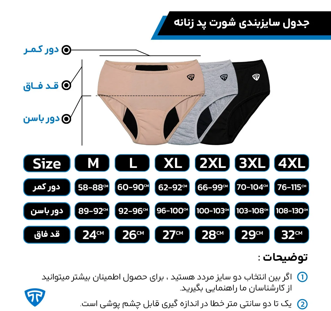 شورتکس ضد حساسیت زنانه تاپیک مدل لایه جاذب رنگ مشکی