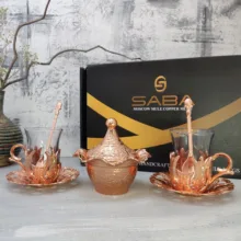 ست فنجان و قندان مسی مدل نوشین کد HS90