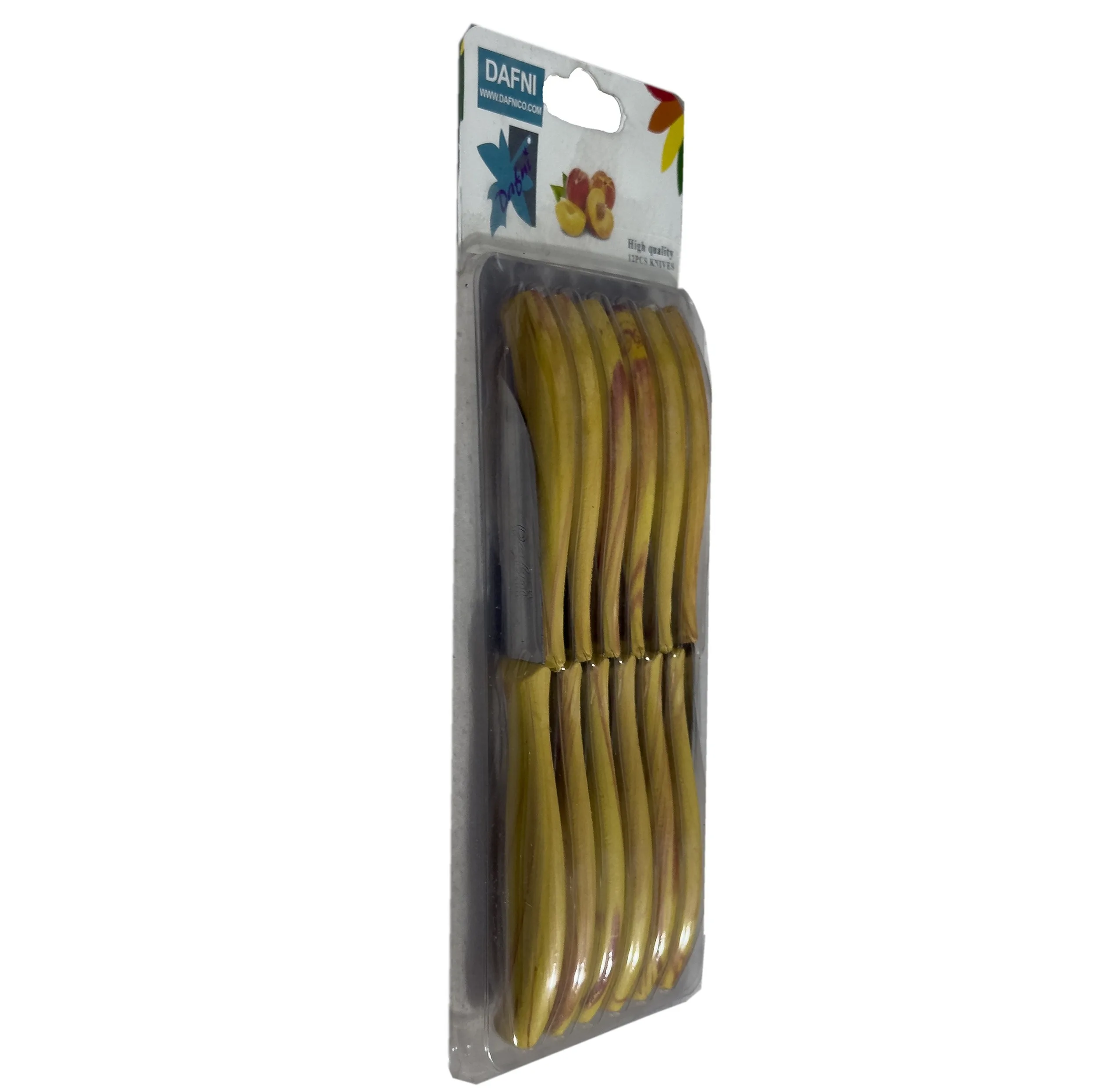 چاقو میوه خوری دفنی مدل دسته چوبی کد SMT-12PCS مجموعه 12 عددی