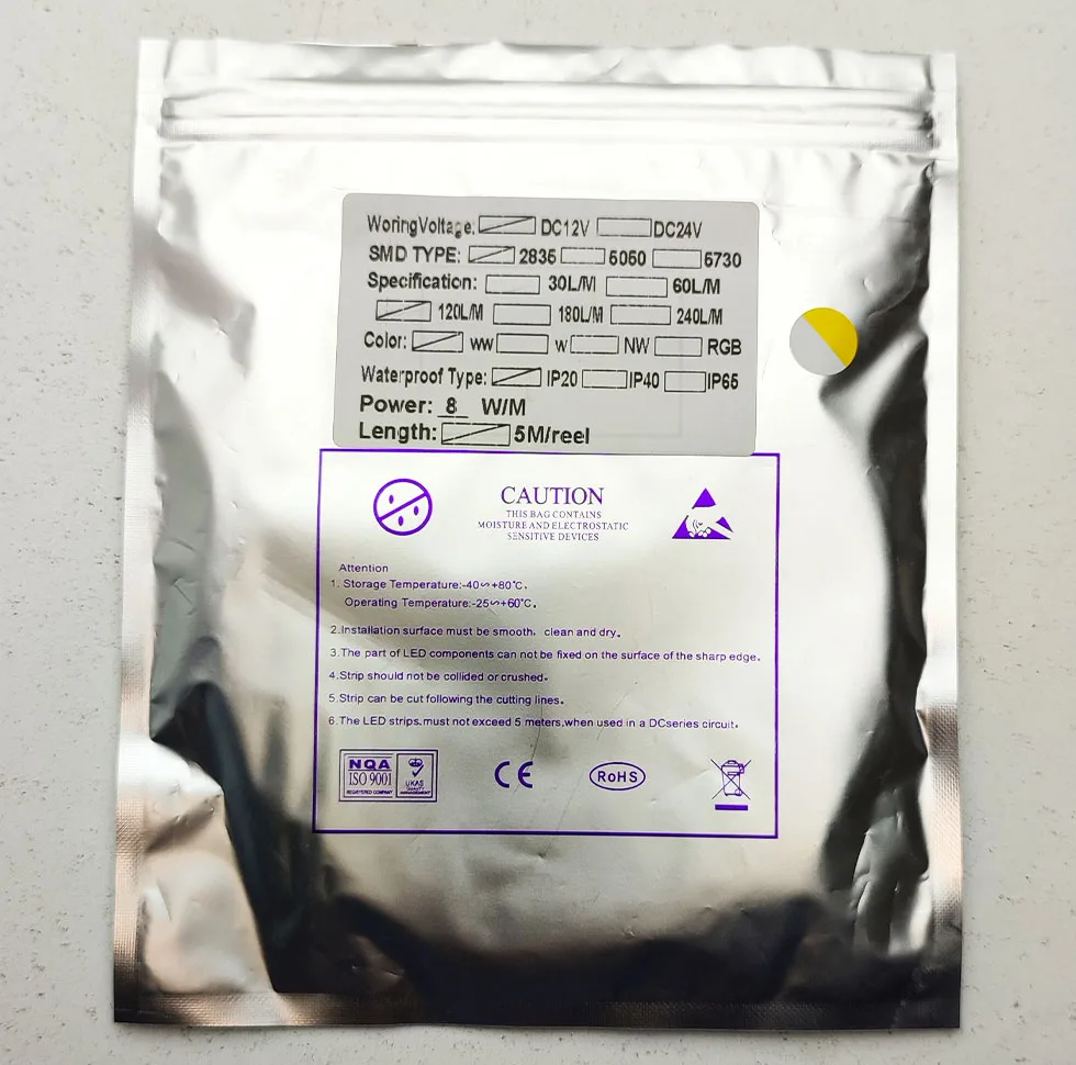 ریسه ال ای دی مدل نواری 12v 120LED-2835 پشت چسب دار طول 5 متر