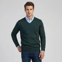 پلیور یقه هفت مردانه تریکو پاییزان مدل P700