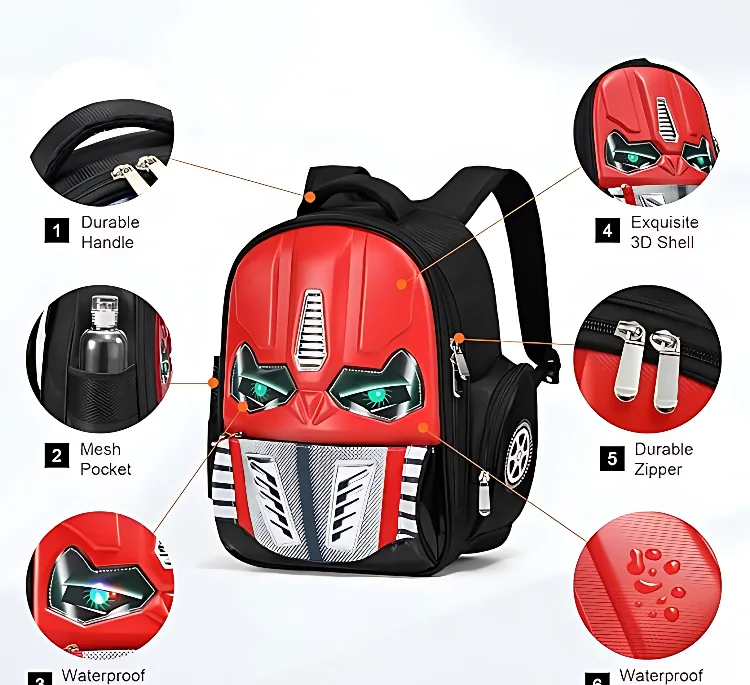 کوله پشتی مدرسه مدل چراغدار کد s5266