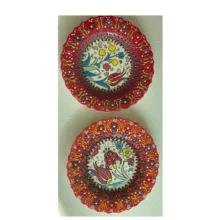 بشقاب میناکاری مدل نقش برجسته طرح لب کنگره ای کد 182 بسته 6 عددی
