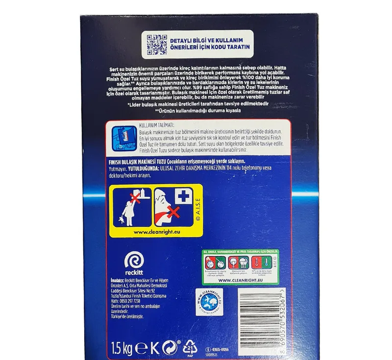 نمک ماشین ظرفشویی فینیش مدل Ozel Tuz Black وزن 1500 گرم