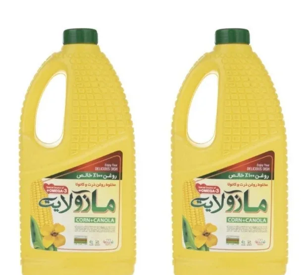 روغن مایع مخلوط ذرت و کانولا مازولایت حجم 1.5 لیتر بسته 2 عددی