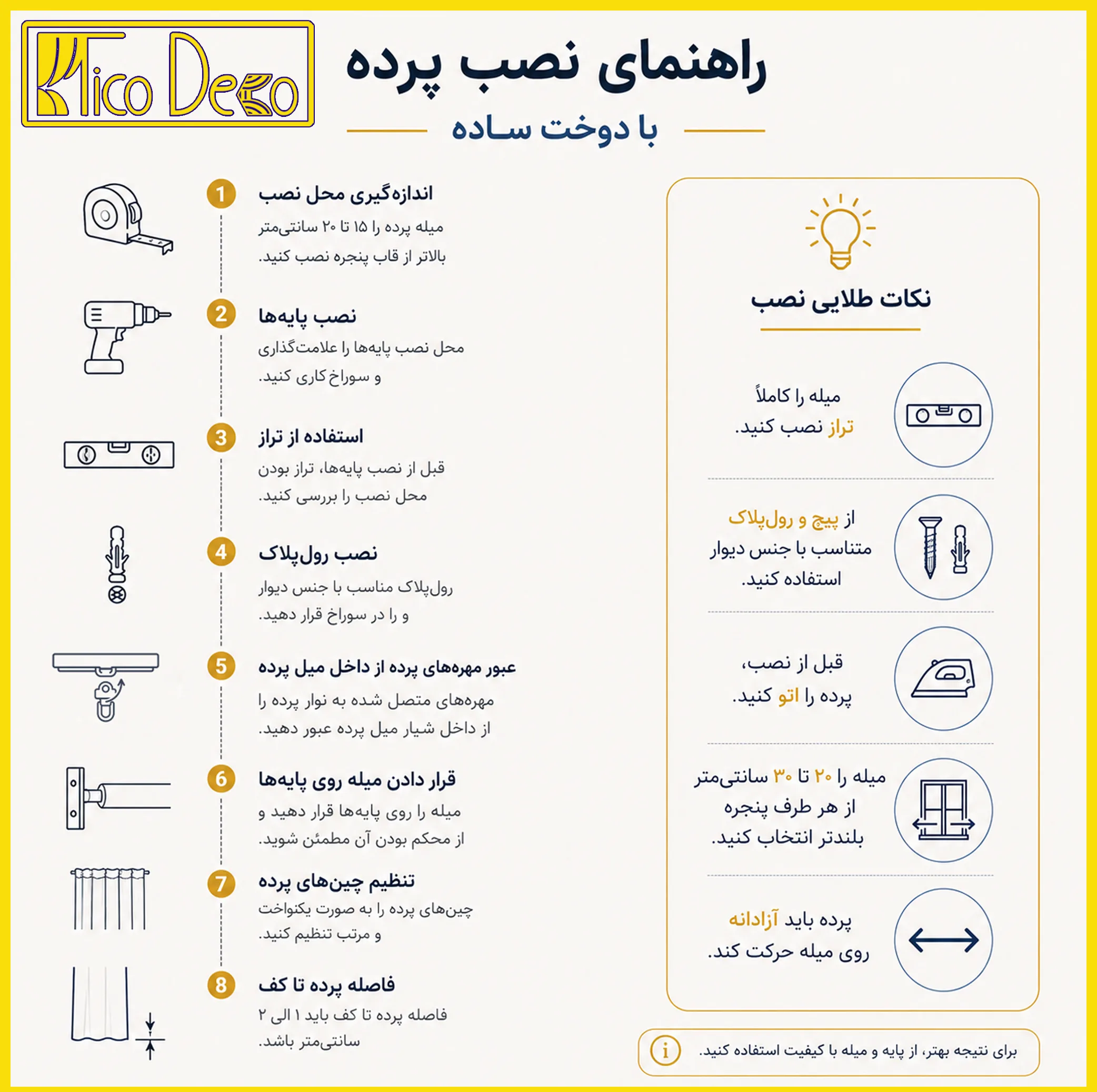 پرده تیکو دکو مدل دوخت ساده تور راشل کادکا طرح برگی دالبوردار سایز 280 × 600 سانتیمتر