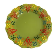 بشقاب میناکاری مدل نقش برجسته طرح لب کنگره ای کد 133 بسته 6 عددی