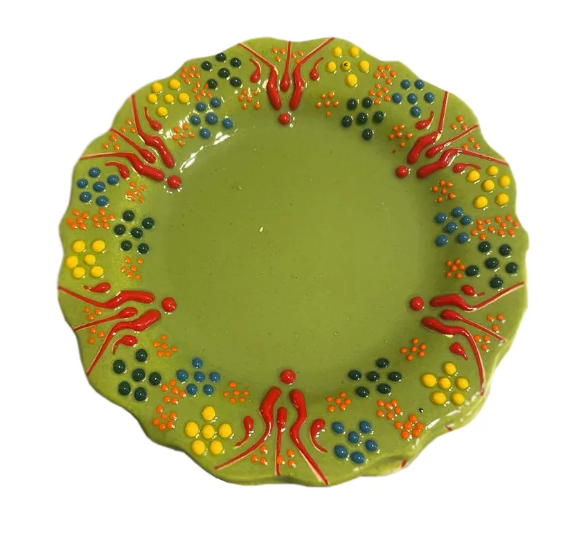 بشقاب میناکاری مدل نقش برجسته طرح لب کنگره ای کد 133 بسته 6 عددی