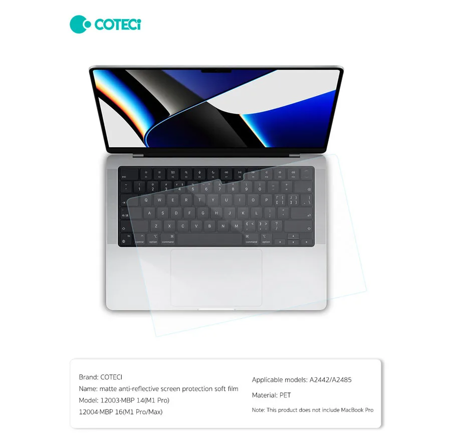 محافظ صفحه نمایش کوتتسی مدل 12003 مناسب برای لپ تاپ اپل MacBook Pro 14 inch A2442/A2779/A2918/A2992/A3112/A3185/A3401/A3426