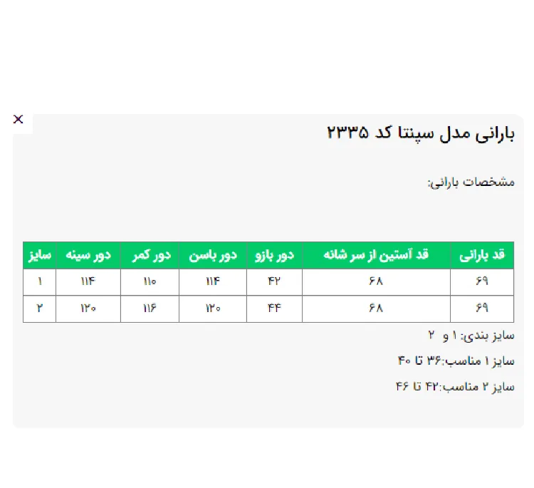 بارانی زنانه السانا مدل سپنتا کد 235301