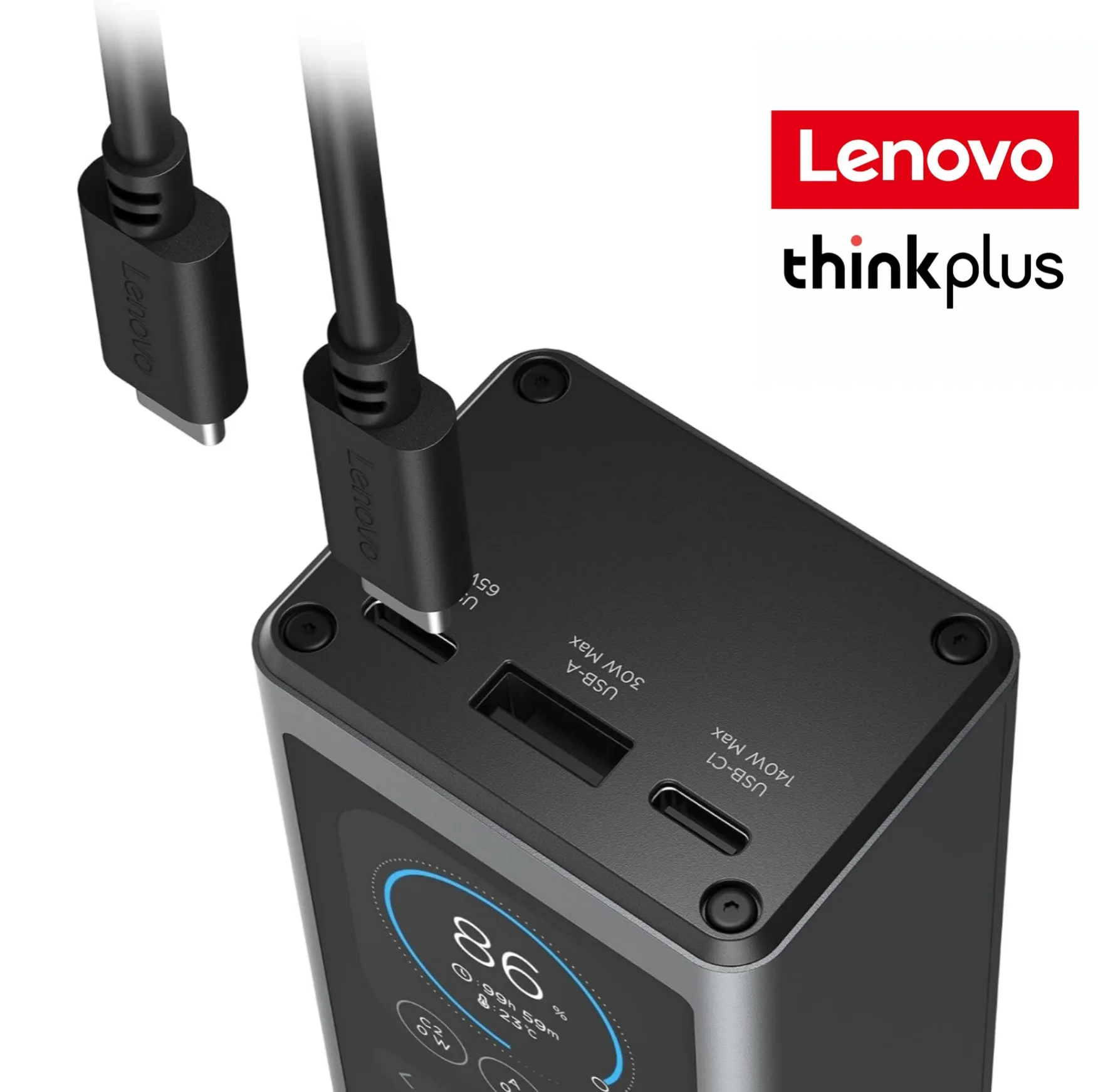 پاوربانک ۱۴۰ وات لنوو مدل ThinkPlus Fluxo SLPB20140 ظرفیت ۲۰ هزار میلیآمپرساعت به همراه ۱ عدد کابل USB-C