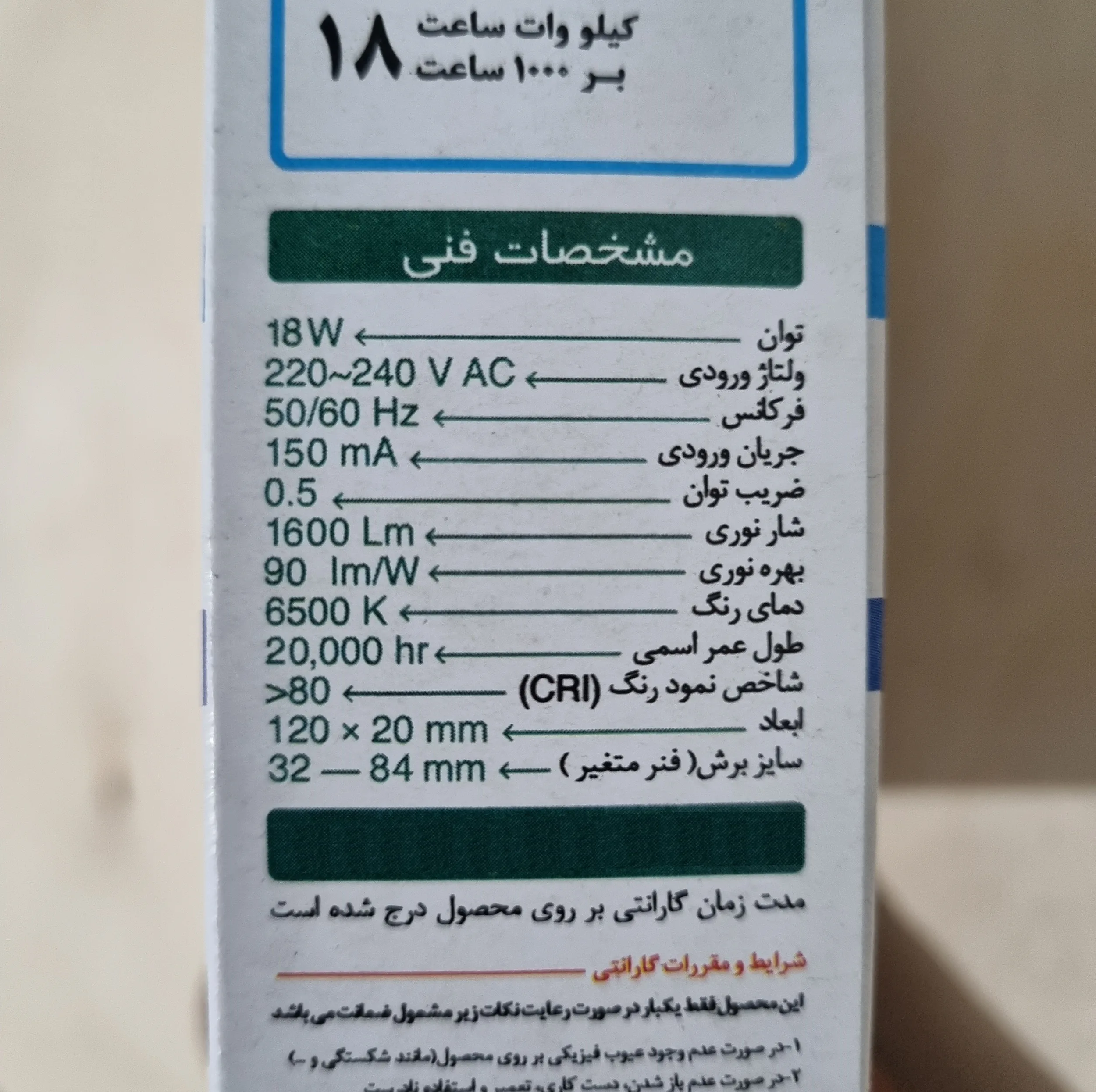 پنل ال ای دی 18 وات ایران زمین مدل توکار فول لایت
