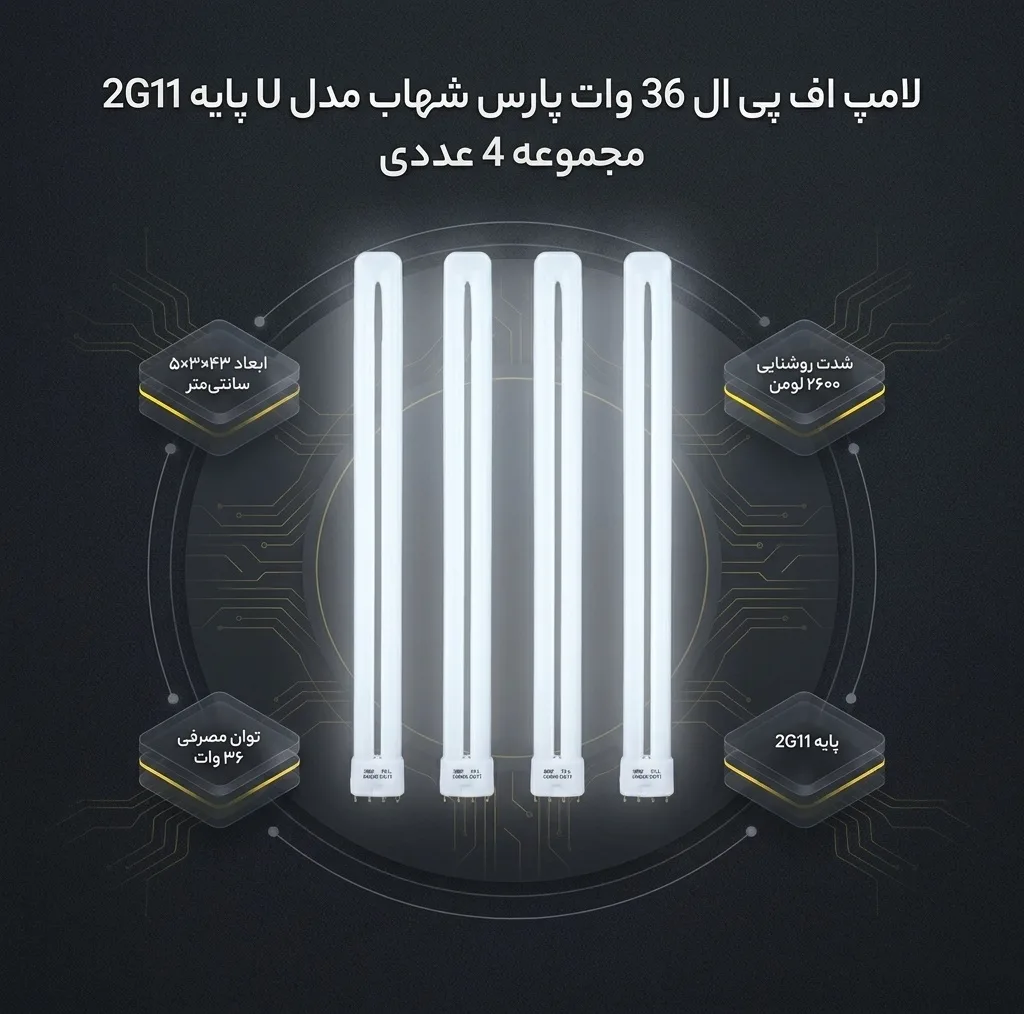 لامپ اف پی ال 36 وات پارس شهاب مدل u پایه 2g11 مجموعه 4 عددی