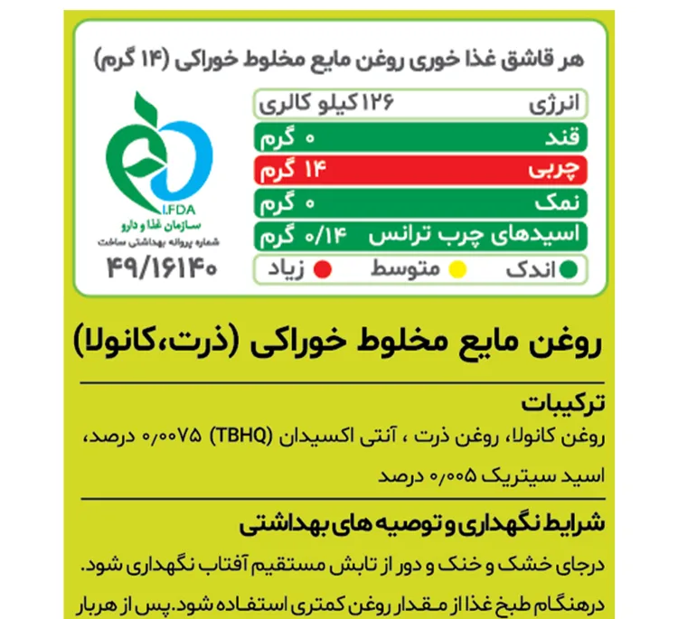 روغن مایع ذرت کانولا توسکا لایت وزن 1350 گرم