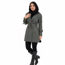 بارانی زنانه السانا مدل نیکدل کد 230302 رنگ مدادی