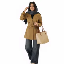 بارانی زنانه السانا مدل آرات کد 239075 رنگ قهوه ای موکایی