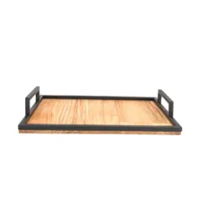 سینی مدل چوبی طرح دسته فلزی کد SN18