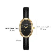 ساعت مچی عقربه ای زنانه نایدو مدل بیضی مینیمال بند چرم کد 912B
